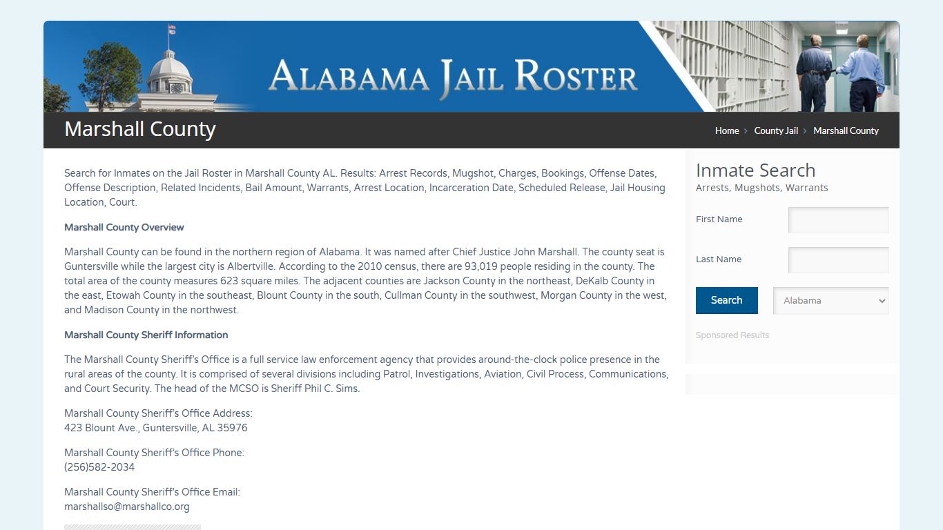 Marshall County | Alabama Jail Inmate Search