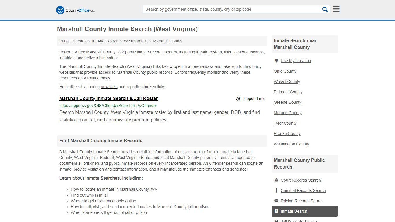 Inmate Search - Marshall County, WV (Inmate Rosters & Locators)